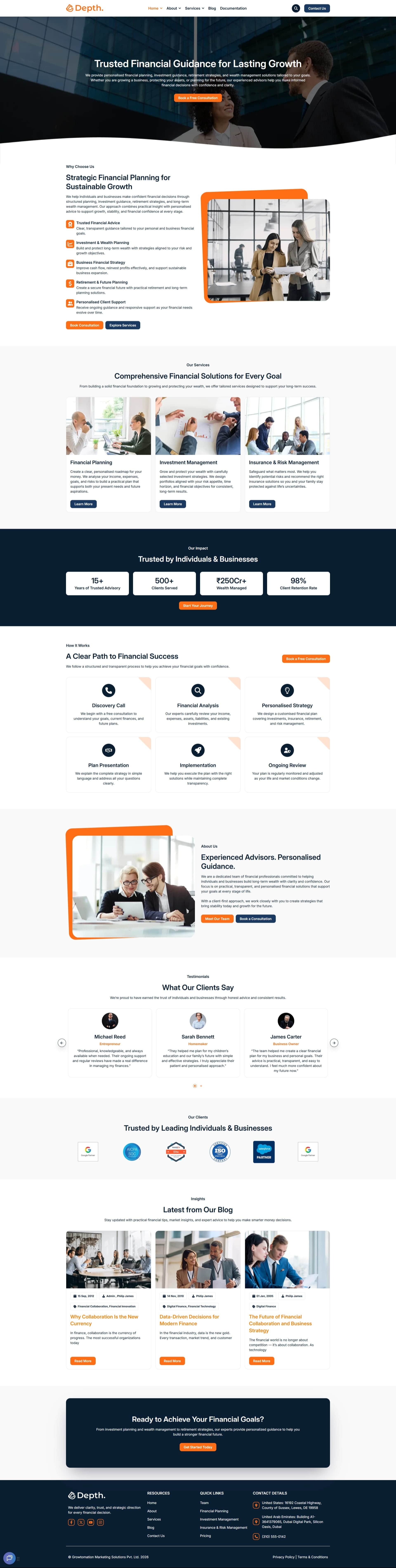 Depth theme "Home" template view
